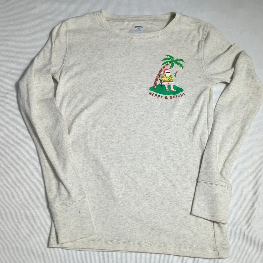 Old Navy‎ Kids Unisex  XL(12) Santa On Beach LG Sleeve Christmas Beach PJ's 384